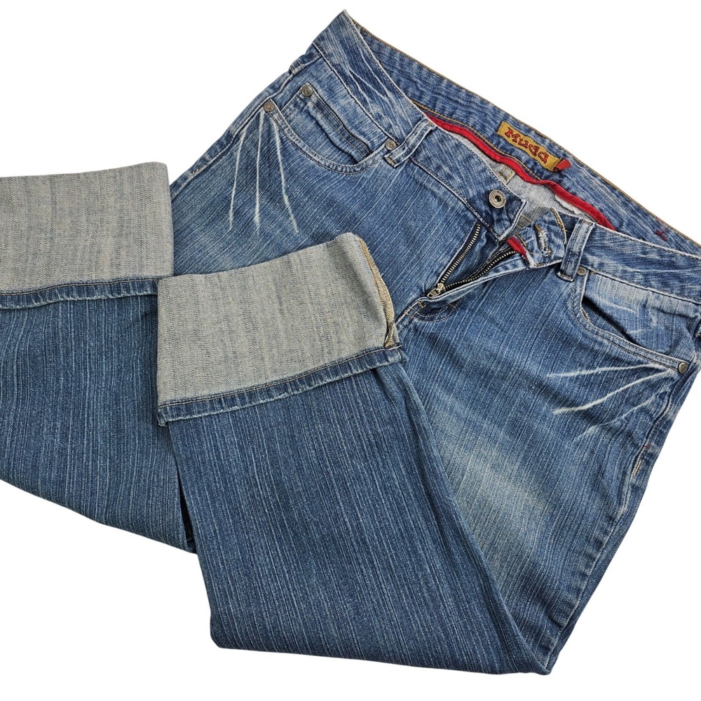 Vintage 90s Mudd Jeans‎ Bootcut Straight Denim Distressed Cuffed Womens 34x21.5
